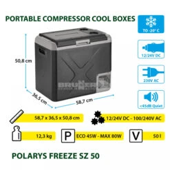 Frigo Congelatore Portatile Brunner Polarys Freeze SZ 50 -Campeggio Negozio frigo congelatore portatile brunner polarys freeze sz 50 bivalente compressione 18